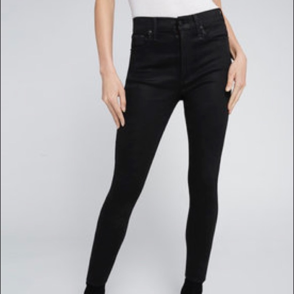 Alice and Olivia skinny coated high rise jeans 32